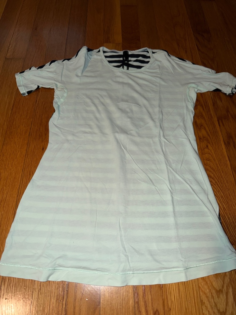 lululemon athletica Light Mint and Black Striped Short Sleeve Tee